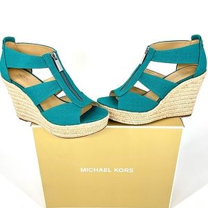 Michael Kors Damita zip up wedges Tile Blue 7
